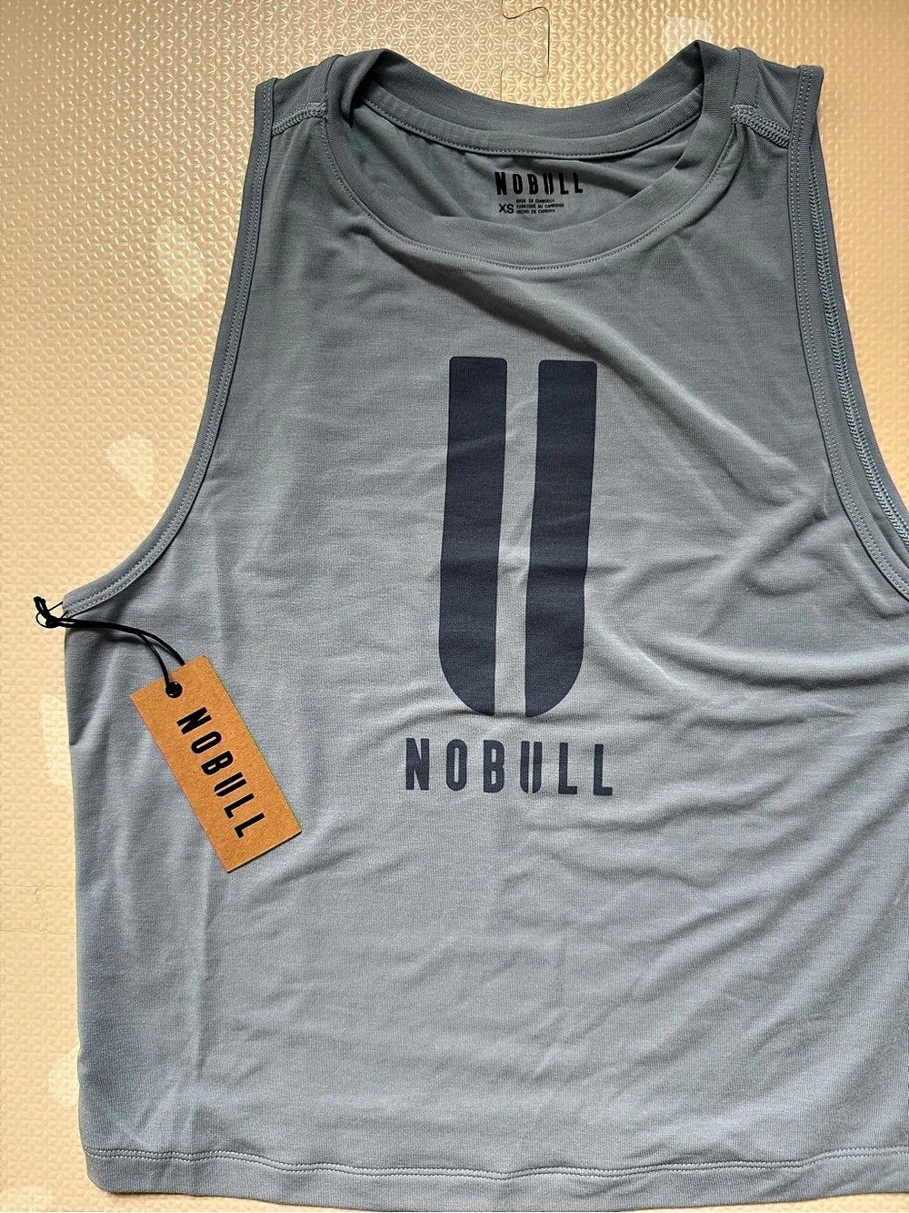NOBULL Women's Harbor Blue Logo Muscle Crop Tank Gray XS